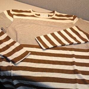 Superdry Brown and Cream Striped Knitted Top